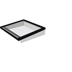 Lichtstraat maat 130 x 100 cm, zwart gecoat aluminium raamwerk, basis in vurenhout, wit gespoten.