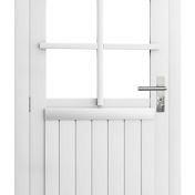 Vuren enkele 6-ruits deur inclusief kozijn, linksdraaiend, 90 x 201 cm, wit gespoten.