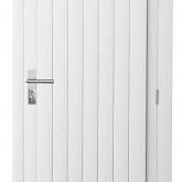 Vuren enkele dichte deur inclusief kozijn, rechtsdraaiend, 90 x 201 cm, wit gespoten.