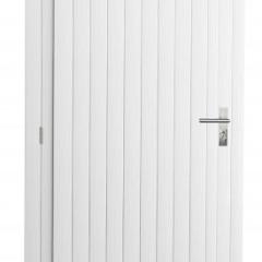 Vuren enkele dichte deur extra breed inclusief kozijn, linksdraaiend, 112 x 201 cm, wit gespoten.