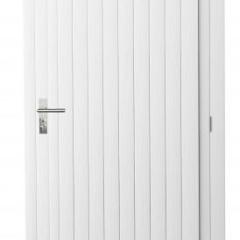 Vuren enkele dichte deur extra breed inclusief kozijn, rechtsdraaiend, 112 x 201 cm, wit gespoten.