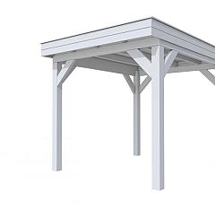 Buitenverblijf plat dak Premium I, vuren, basismodel L/B, 257x307 cm, lichtgrijs gespoten.