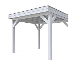 Buitenverblijf plat dak Premium I, vuren, basismodel L/C, 307x307 cm, lichtgrijs gespoten.