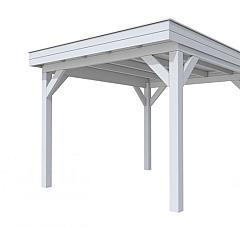 Buitenverblijf plat dak Premium I, vuren, basismodel XL/C, 307x357 cm, lichtgrijs gespoten.