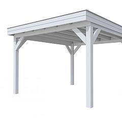 Buitenverblijf plat dak Premium I, vuren, basismodel XXL/D, 357x399 cm, lichtgrijs gespoten.