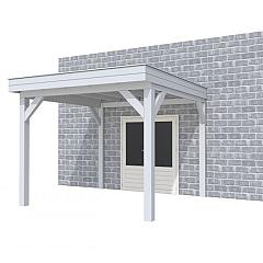 Buitenverblijf aan huis Premium I, vuren, basismodel L/C, 307x299 cm, lichtgrijs gespoten.