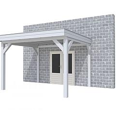 Buitenverblijf aan huis Premium I, vuren, basismodel L/D, 357x299 cm, lichtgrijs gespoten.