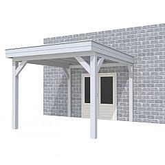 Buitenverblijf aan huis Premium I, vuren, basismodel XL/C, 307x349 cm, lichtgrijs gespoten.