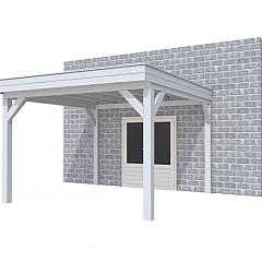 Buitenverblijf aan huis Premium I, vuren, basismodel XL/D, 357x349 cm, lichtgrijs gespoten.