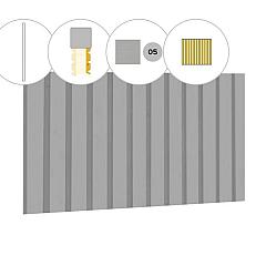 Rhombusprofiel plankenset vuren bij voorwand C, 278,5 x 285 cm, lichtgrijs gespoten.