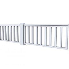 Hekwerk recht vuren type D, 328,5 x 73 cm, lichtgrijs gespoten.