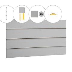 Zweeds rabat plankenset vuren bij topgevel t.b.v. zadeldak Excellent XXL, lichtgrijs gespoten.