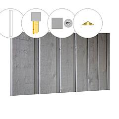 Banddeel vuren enkelzijdige topgevel t.b.v. zadeldak Excellent XXL, lichtgrijs gespoten.