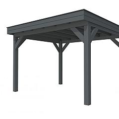 Buitenverblijf plat dak Premium I, vuren, basismodel L/D, 357x307 cm, antraciet gespoten.