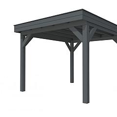 Buitenverblijf plat dak Premium I, vuren, basismodel XL/C, 307x357 cm, antraciet gespoten.