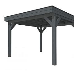 Buitenverblijf plat dak Premium I, vuren, basismodel XL/D, 357x357 cm, antraciet gespoten.