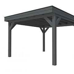 Buitenverblijf plat dak Premium I, vuren, basismodel XXL/D, 357x399 cm, antraciet gespoten.