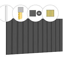 Rhombusprofiel vuren enkelzijdige wand B, 228,5 x 224 cm, antraciet gespoten.
