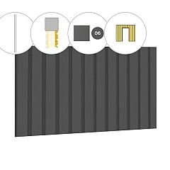 Rhombusprofiel plankenset vuren bij voorwand D, t.b.v. enkele deur, 328,5 x 285 cm, antraciet gespoten.