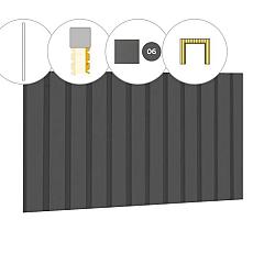 Rhombusprofiel plankenset vuren bij voorwand B, t.b.v. dubbele deur, 228,5 x 285 cm, antraciet gespoten.
