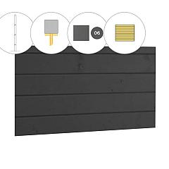 Blokhutprofiel vuren voorwand D, 328,5 x 285 cm, antraciet gespoten.