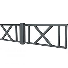 Hekwerk met kruis vuren type D, 328,5 x 73 cm, antraciet gespoten.