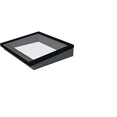 Lichtstraat maat 130 x 100 cm, zwart gecoat aluminium raamwerk, basis in vurenhout, antraciet gespoten.