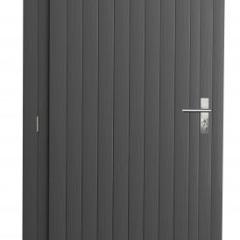 Vuren enkele dichte deur extra breed inclusief kozijn, linksdraaiend, 112 x 201 cm, antraciet gespoten.