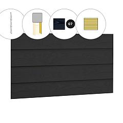 Zweeds rabat plankenset vuren bij wand B, 228,5 x 224 cm, zwart gespoten.