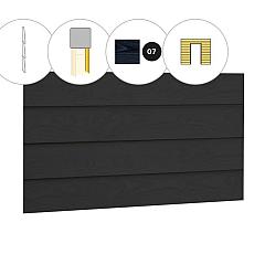 Zweeds rabat plankenset vuren bij voorwand C, t.b.v. enkele deur, 278,5 x 285 cm, zwart gespoten.