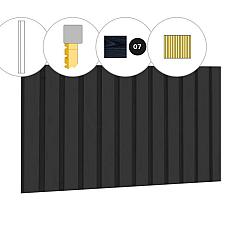 Rhombusprofiel vuren enkelzijdige wand B, 228,5 x 224 cm, zwart gespoten.