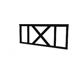 Hekwerk met kruis vuren type A, 178,5 x 73 cm, zwart gespoten.