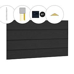 Zweeds rabat plankenset vuren bij topgevel t.b.v. zadeldak Excellent L, zwart gespoten.