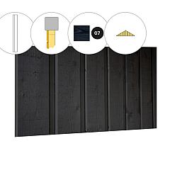 Banddeel vuren enkelzijdige topgevel t.b.v. zadeldak Excellent XXL, zwart gespoten.