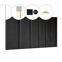 Banddeel plankenset vuren bij topgevel t.b.v. zadeldak Excellent L, zwart gespoten.