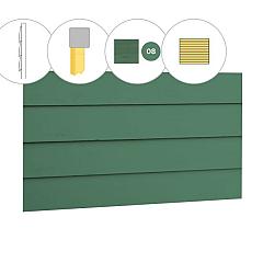 Zweeds rabat vuren enkelzijdige achterwand C, 278,5 x 186 cm, jungle groen gespoten.