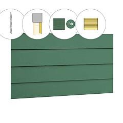 Zweeds rabat plankenset vuren bij achterwand D, 328,5 x 125 cm, jungle groen gespoten.