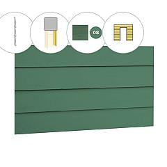 Zweeds rabat plankenset vuren bij voorwand C, t.b.v. enkele deur, 278,5 x 285 cm, jungle groen gespoten.