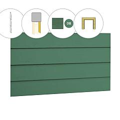 Zweeds rabat plankenset vuren bij voorwand B, t.b.v. dubbele deur, 228,5 x 285 cm, jungle groen gespoten.