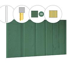 Banddeel vuren enkelzijdige wand D, 328,5 x 224 cm, jungle groen gespoten.