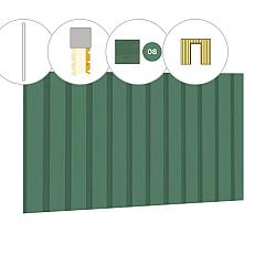 Rhombusprofiel plankenset vuren bij voorwand C, t.b.v. enkele deur, 278,5 x 285 cm, jungle groen gespoten.