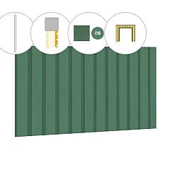 Rhombusprofiel plankenset vuren bij voorwand B, t.b.v. dubbele deur, 228,5 x 285 cm, jungle groen gespoten.