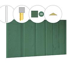 Banddeel vuren enkelzijdige topgevel t.b.v. zadeldak Excellent XXL, jungle groen gespoten.