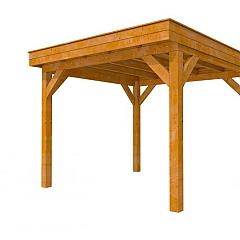Buitenverblijf plat dak Premium I, douglas, basismodel L/C, 307x307 cm, transparant gespoten.