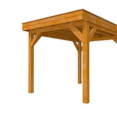 Buitenverblijf plat dak Premium I, douglas, basismodel XL/B, 257x357 cm, transparant gespoten.