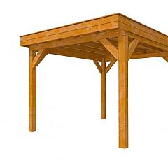 Buitenverblijf plat dak Premium I, douglas, basismodel XL/C, 307x357 cm, transparant gespoten.