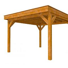 Buitenverblijf plat dak Premium I, douglas, basismodel XXL/D, 357x399 cm, transparant gespoten.