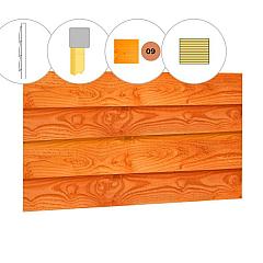 Zweeds rabat douglas enkelzijdige wand D, 328,5 x 224 cm, transparant gespoten.