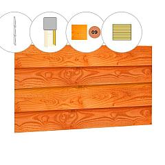 Zweeds rabat plankenset douglas bij achterwand D, 328,5 x 125 cm, transparant gespoten.