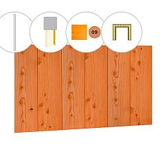 Halfhouts rabat plankenset douglas bij wand D, t.b.v. dubbele deur, 328,5 x 224 cm, transparant gespoten.